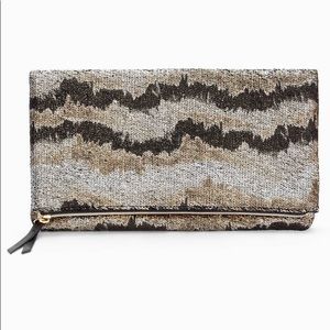 Pewter sequin clutch